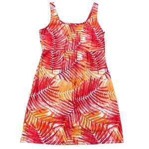 Tommy Bahama Womens Tank Dress size Medium Coral Multi Leaf Print Cotton Stretch